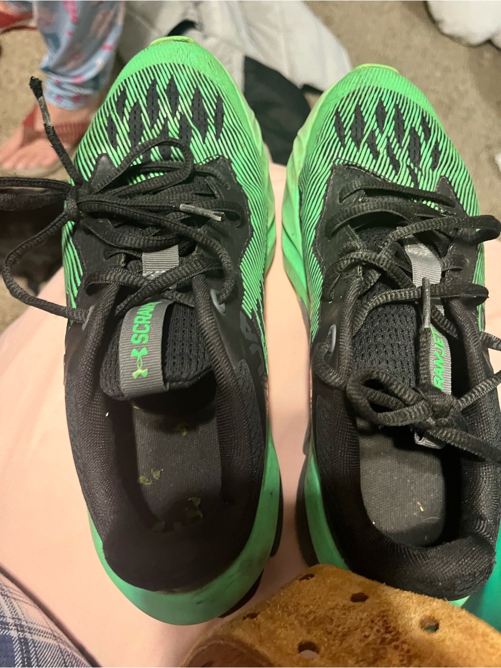 Youth Boys Under Armour Green and Black Running Shoes